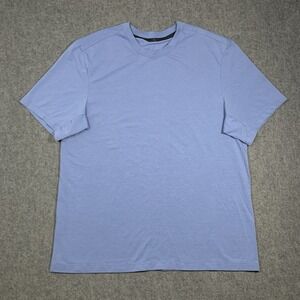 Lululemon Shirt Mens Large Blue Short Sleeve Performance Cotton Blend Athletic